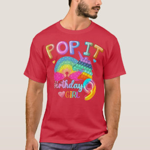 Camiseta Happy Pop It Birthday Girl 9th Unicorn Poppin Unic