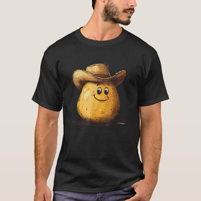 Camiseta Happy Potato with Cowboy Hat Costume  (Frente)