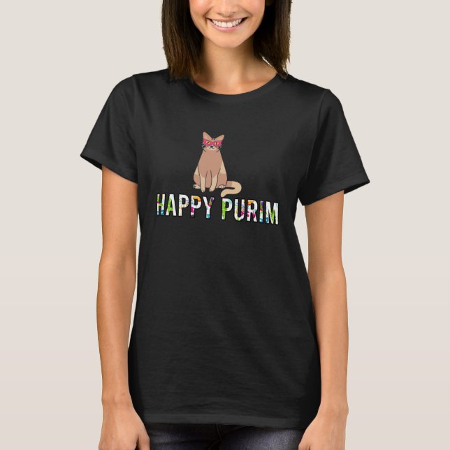 Camiseta Happy Purim Cat Funny Costume Jewish holiday Purim (Frente)