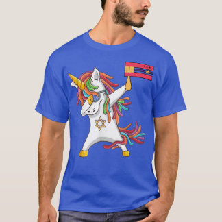 Camiseta Happy Purim Day Costume Dabbing Unicorn Jewnicorn 