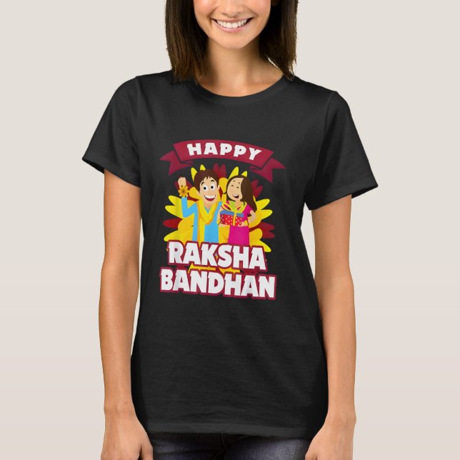 Camiseta Happy Raksha Bandhan Irmão e Irmã Rakhi Gift (Frente)