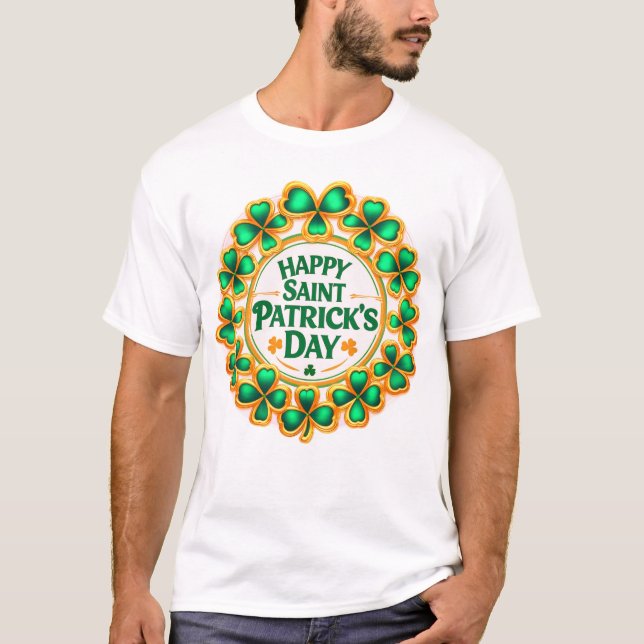 Camiseta happy Saint Patrick's clovers (Frente)
