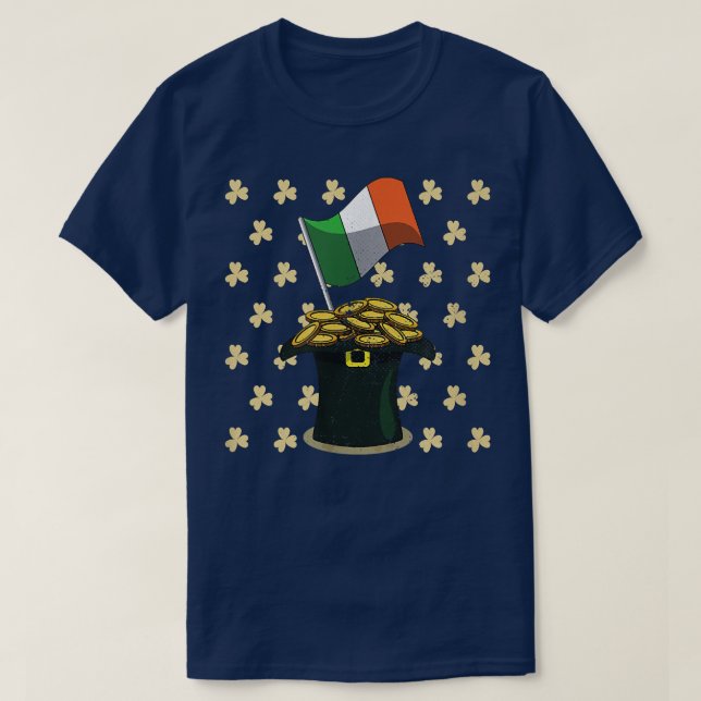 Camiseta Happy Saint Patricks Day Lucky Shamrock Coins Iris (Frente do Design)