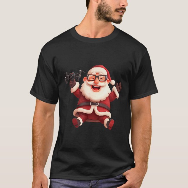 Camiseta Happy Santa Claus With Drone For Lots And Drones L (Frente)