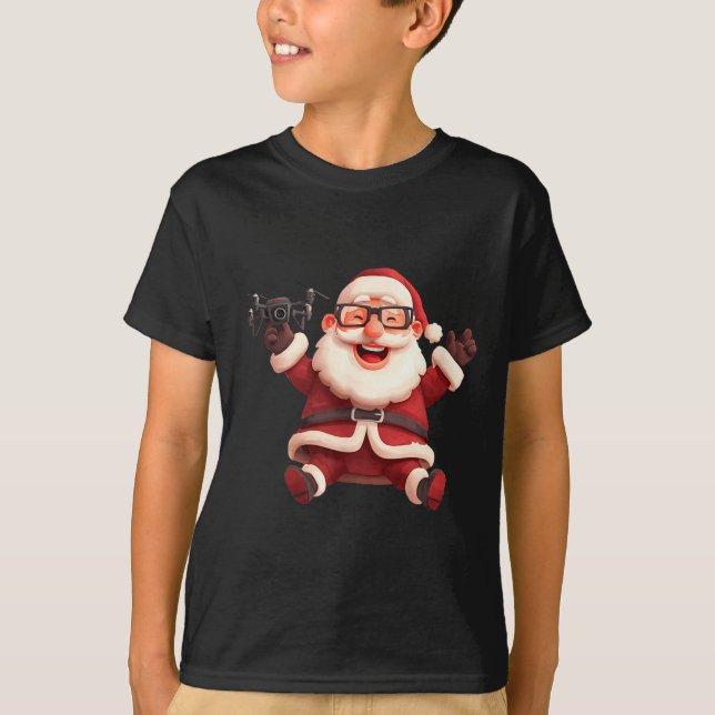 Camiseta Happy Santa Claus With Drone For Lots And Drones L (Frente)