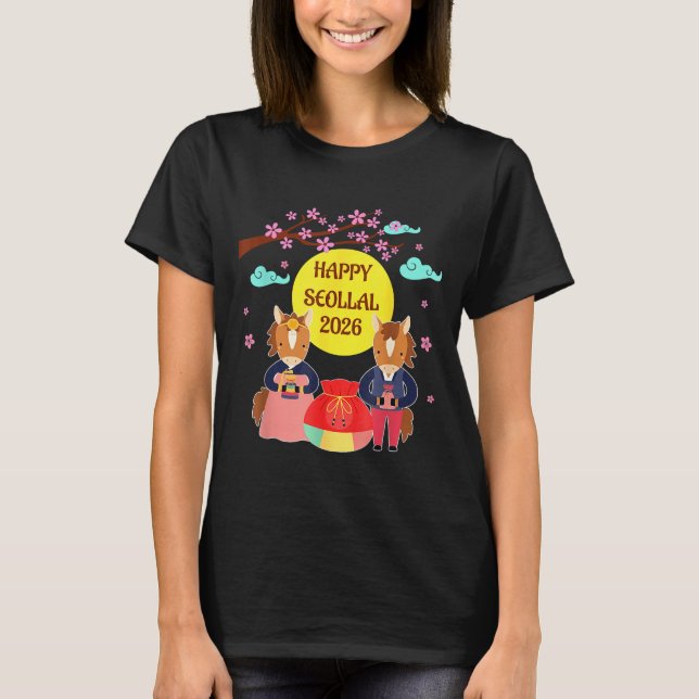 Camiseta Happy Seollal 2026 Korean Lunar New Year Of The Ho (Frente)