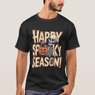 Camiseta Happy Spooky Season Skeleton Art
