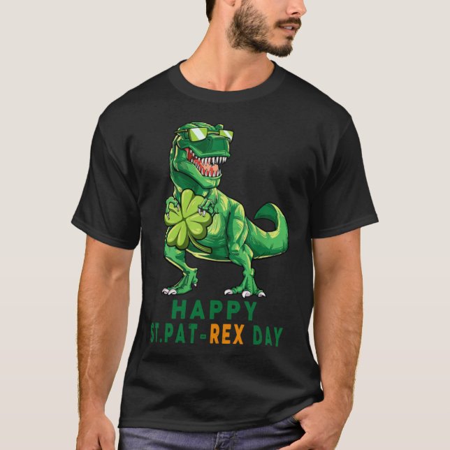 Camiseta Happy St PaT Rex Day  Boy Kids Dinosaur St Patrick (Frente)