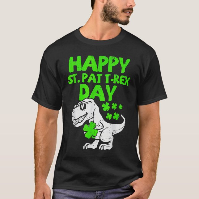 Camiseta Happy St Pat Rex Day Dino Saurus St Patricks Day B (Frente)