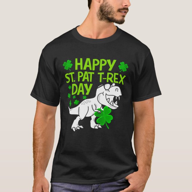 Camiseta Happy St Pat Rex Day Dino Shamrock St Patricks Day (Frente)