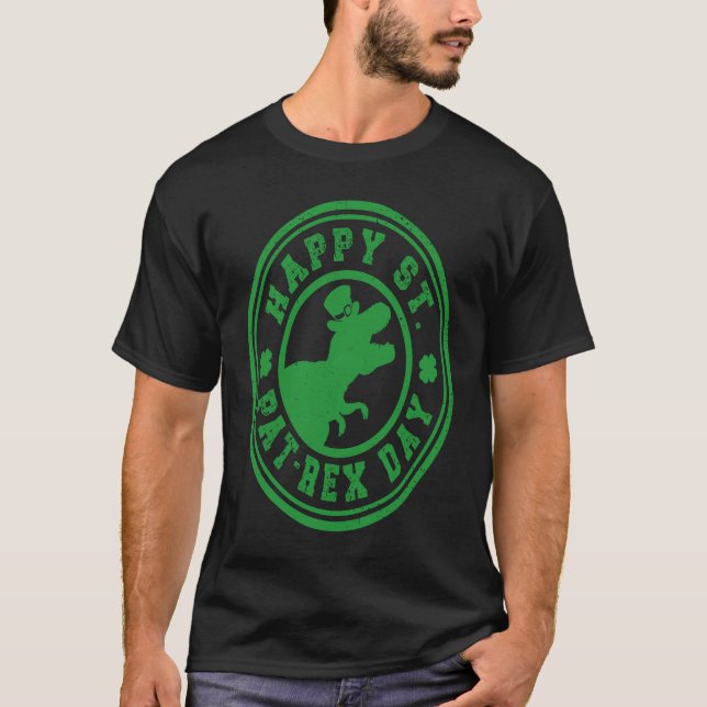 Camiseta Happy St Pat Rex Day Dino St  Patricks Day     (Frente)