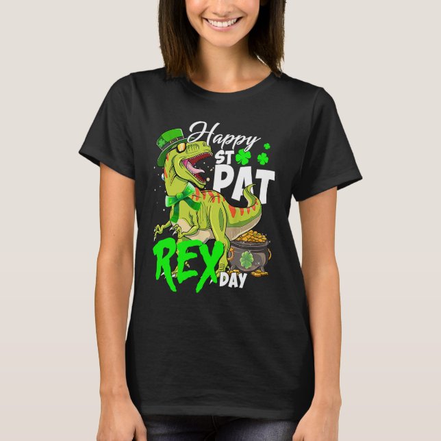 Camiseta Happy St Pat Rex Day Dinosaur Irish Shamrock St Pa (Frente)