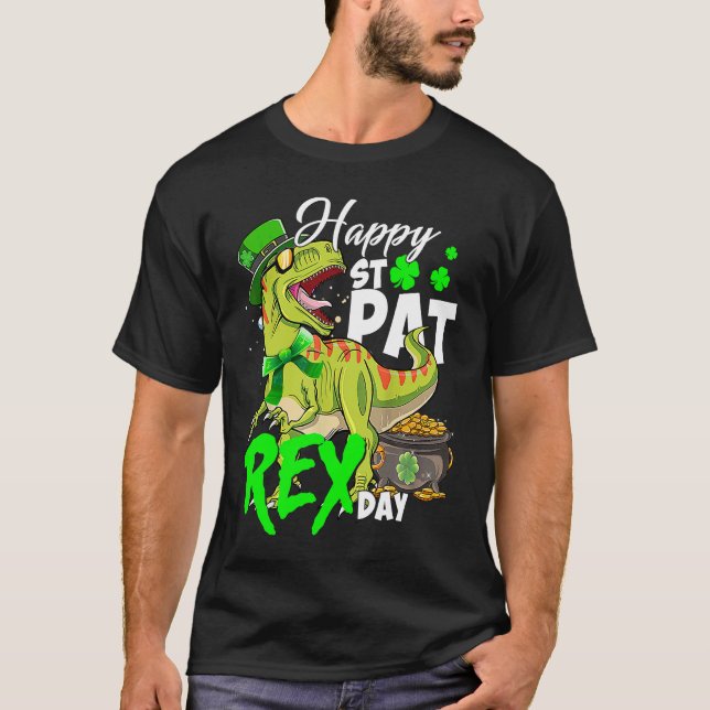 Camiseta Happy St Pat Rex Day Dinosaur Irish Shamrock St Pa (Frente)