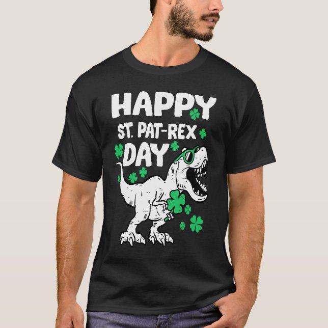 Camiseta Happy St Pat Rex Day Dinosaur St Patricks Day Iris (Frente)