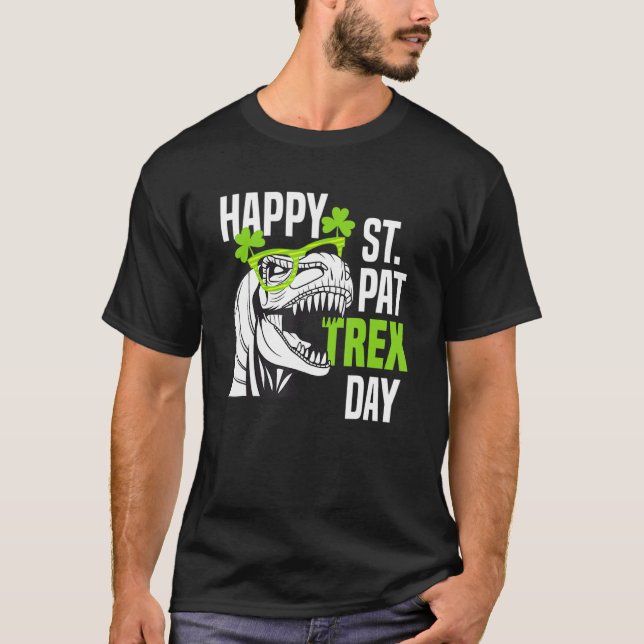 Camiseta Happy St Pat Rex Day Funny Toddler Kids Dino Saint (Frente)