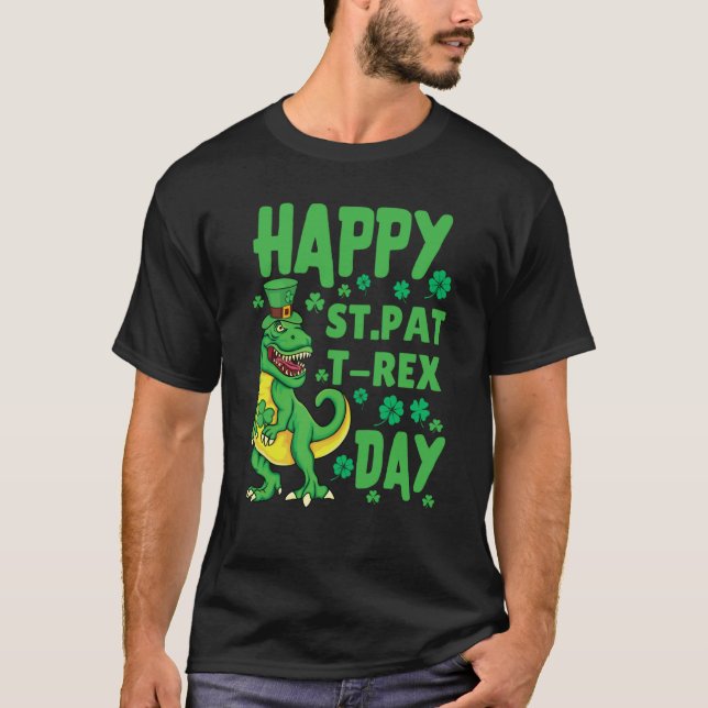 Camiseta Happy St Pat Rex Day Kids St Patricks Day Dinosaur (Frente)