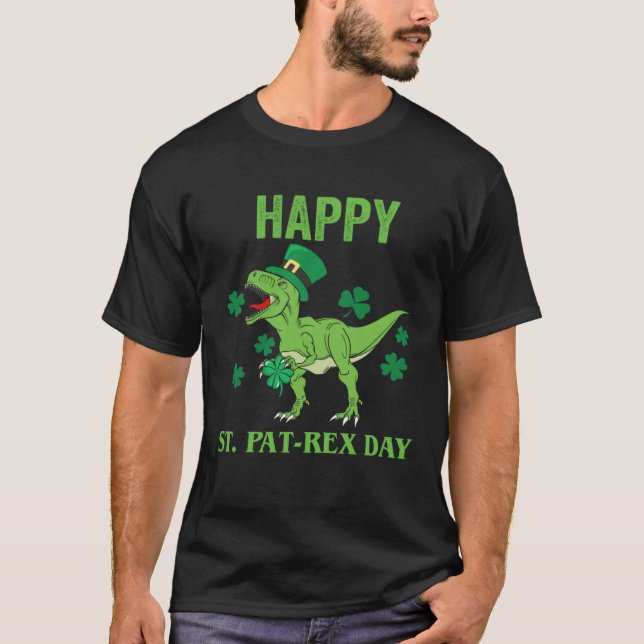 Camiseta Happy St Pat Rex Day St Patricks Dinosaur Toddler  (Frente)