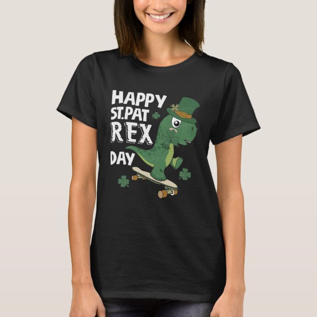 Camiseta Happy St Pat Rex Day St Patricks Dinosaur Toddler  (Frente)