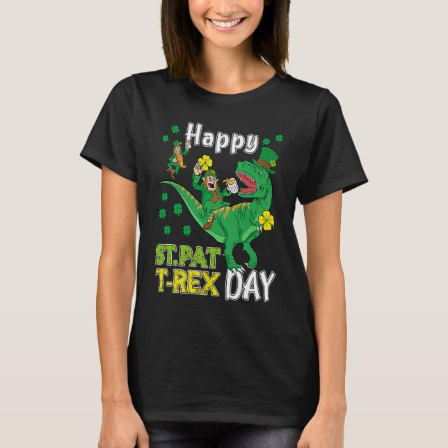 Camiseta Happy St Pat Rex Saint Patrick's Day Leprechaun Di (Frente)