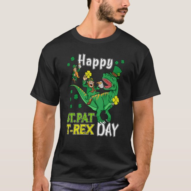 Camiseta Happy St Pat Rex Saint Patrick's Day Leprechaun Di (Frente)