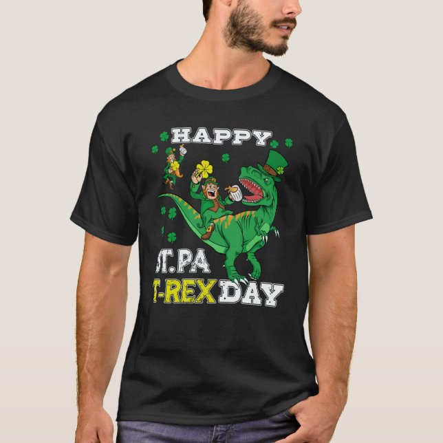 Camiseta Happy St Pat Rex Saint Patrick's Day Leprechaun Di (Frente)