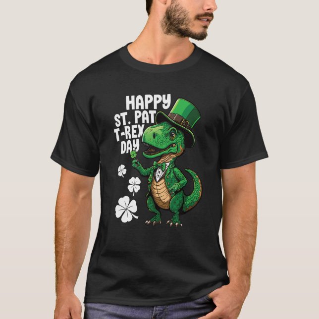 Camiseta Happy St Pat Rex St Patricks Day Dinosaur Leprecha (Frente)