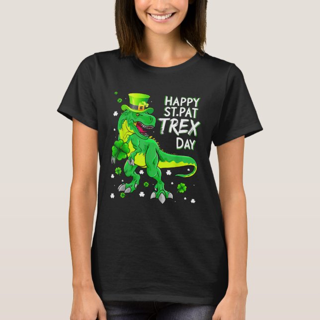 Camiseta Happy St Pat T Rex Saint Patrick's Day Boys Kids I (Frente)
