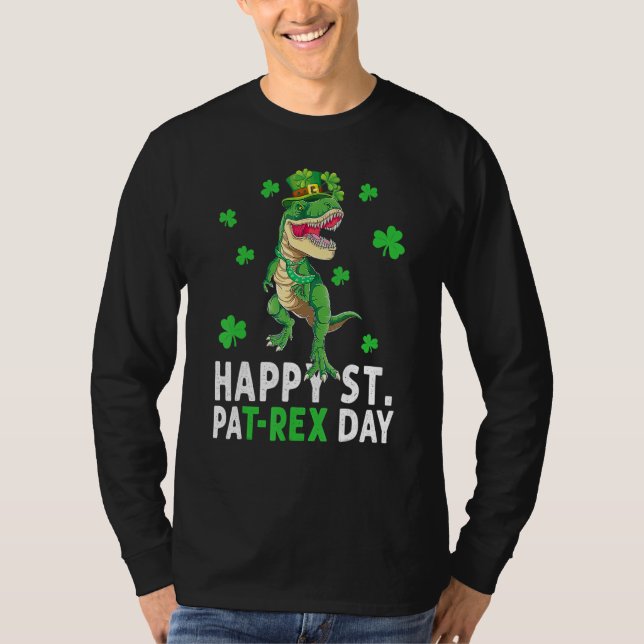 Camiseta Happy St Pat T Rex Saint Patrick's Day Dinosaur Bo (Frente)