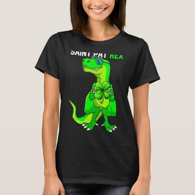Camiseta Happy St Pat T Rex Saint Patrick's Day Funny Dinos (Frente)