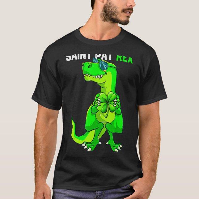 Camiseta Happy St Pat T Rex Saint Patrick's Day Funny Dinos (Frente)