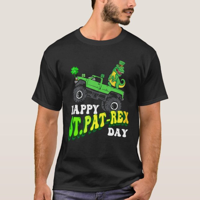 Camiseta Happy St Pat Trex Day Dino St Patricks Day Groovy  (Frente)