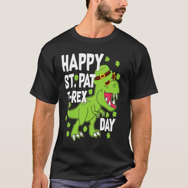 Camiseta Happy St Pat Trex Day Dino St Patricks Day Kids To (Frente)