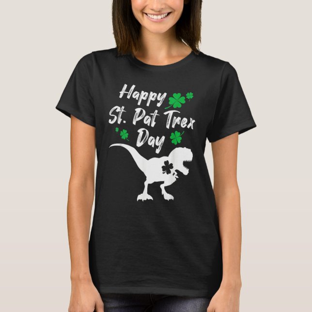 Camiseta Happy St Pat Trex Day Dinosaur St Patrick's Day (Frente)