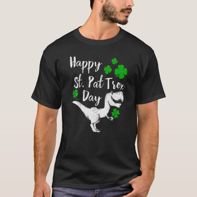 Camiseta Happy St Pat Trex Day Dinosaur St Patrick's Day Pr (Frente)