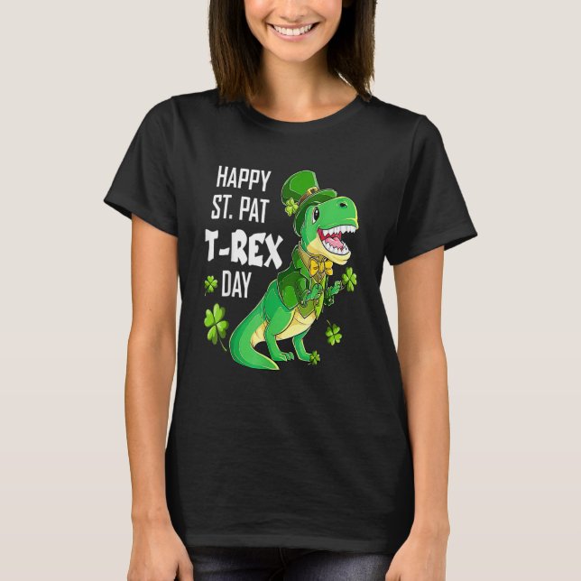 Camiseta Happy St Pat Trex Day St Patricks Day Dinosaur Luc (Frente)