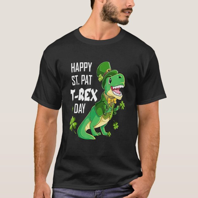 Camiseta Happy St Pat Trex Day St Patricks Day Dinosaur Luc (Frente)