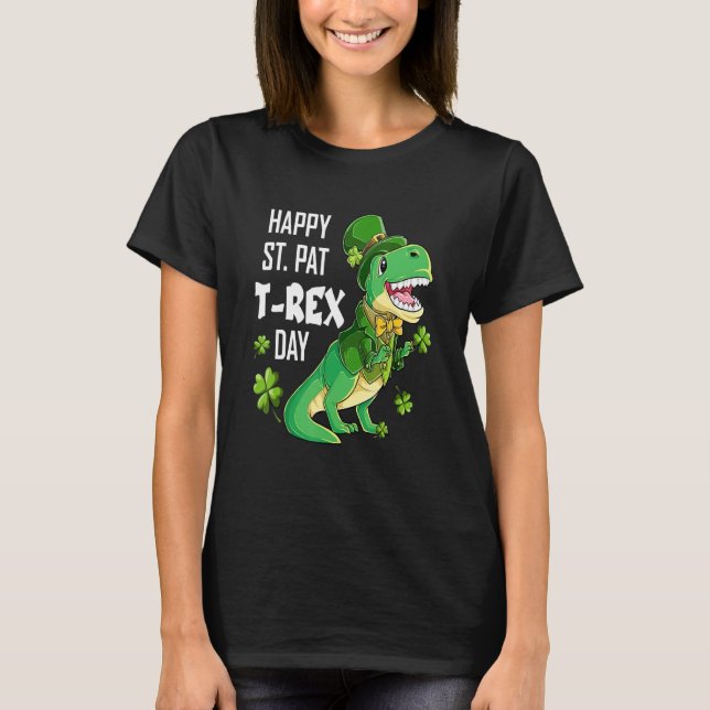Camiseta Happy St Pat Trex Day St Patricks Day Dinosaur Luc (Frente)