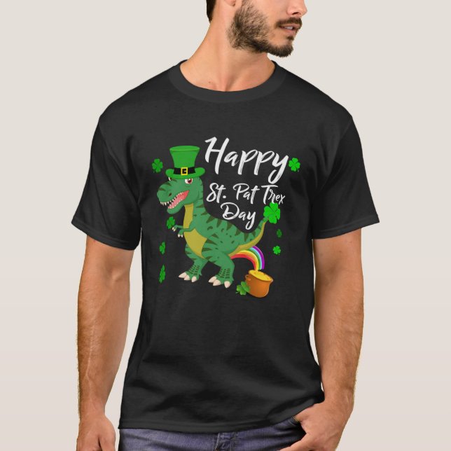 Camiseta Happy St. Pat Trex Day T-Shirt Dinosaur St. Patric (Frente)