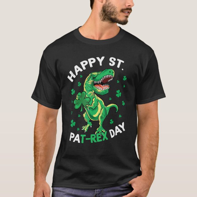 Camiseta Happy St Patrex Day Funny Irish T-Rex Saint Patric (Frente)