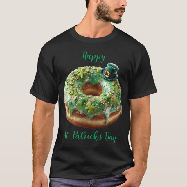 Camiseta Happy St. Patrick’s Day Donut with Leprechaun Hat (Frente)