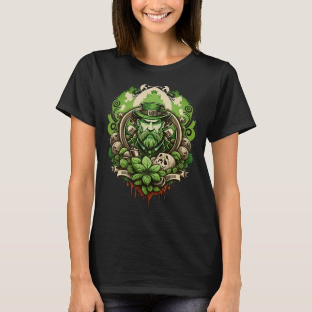 Camiseta Happy St Patricks Day 2023 Horror Leprechaun Gnome (Frente)