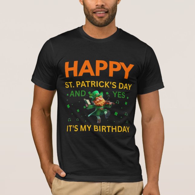 Camiseta Happy St. Patrick's Day AND My Birthday Leprechaun (Frente)