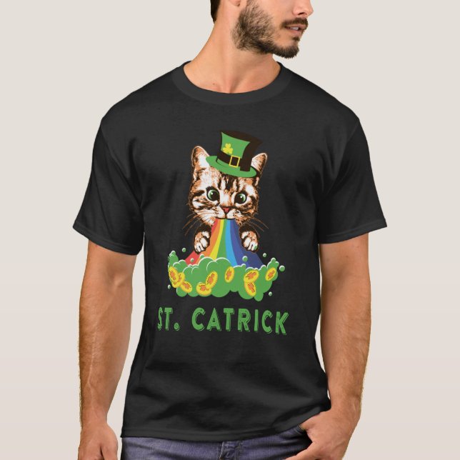 Camiseta Happy St Patrick's Day Cute Lucky Cat Kitten Irish (Frente)