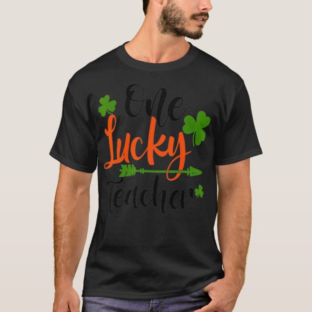 Camiseta Happy St Patricks Day Cute One Lucky Teacher Rainb (Frente)