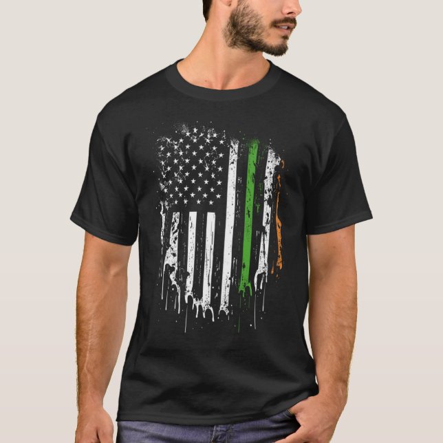 Camiseta Happy St Patricks Day Irish American Flag Lucky Sh (Frente)