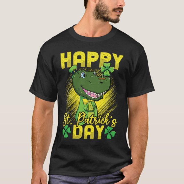 Camiseta Happy St Patricks Day Irish Dinosaur Lucky Rex (Frente)