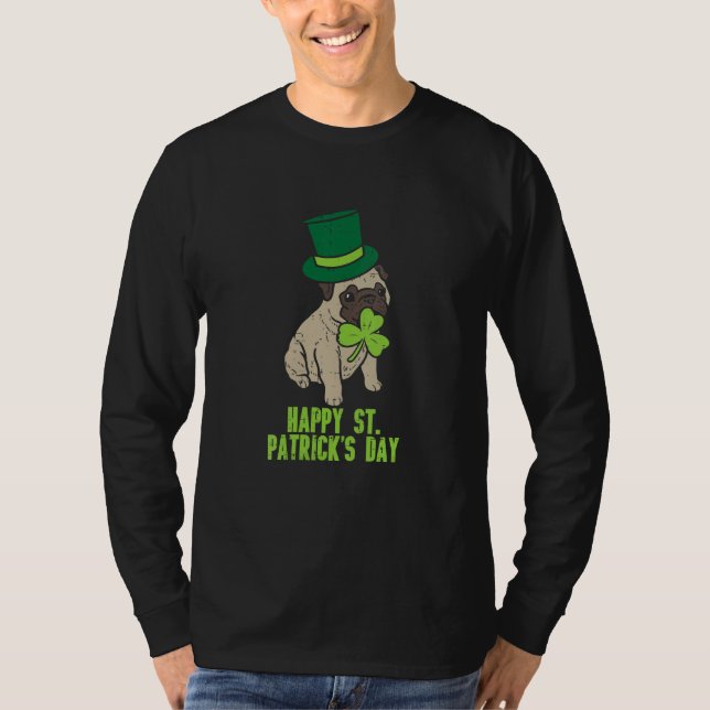 Camiseta Happy St Patricks Day Irish Pug Dog Cute Saint Pad (Frente)