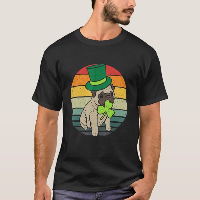 Camiseta Happy St Patricks Day Irish Pug Dog Cute Saint Pad (Frente)