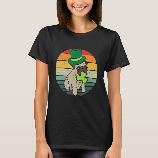 Camiseta Happy St Patricks Day Irish Pug Dog Cute Saint Pad (Frente)