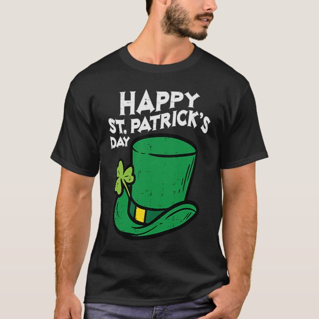 Camiseta Happy St Patricks Day Leprechaun Hat Irish Men Wom (Frente)